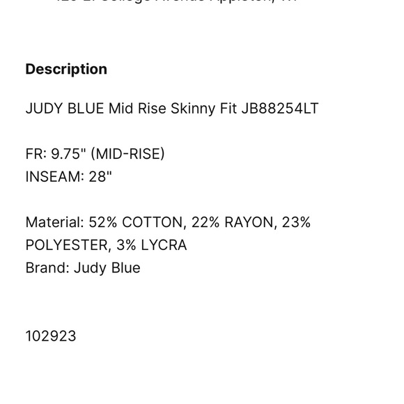 Judy Blue Mid Rise Skinny Fit Pull On Jeans, Size 13/31 - Picture 9 of 9